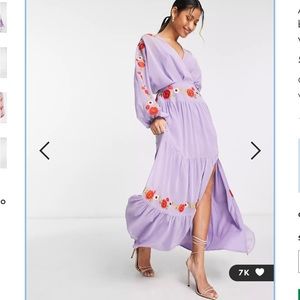 ASOS DESIGN v neck batwing chiffon maxi dress Women’s Size 2 extra small lilac